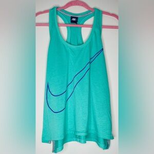 Nike Women's Teal Tank Top with Navy Swoosh